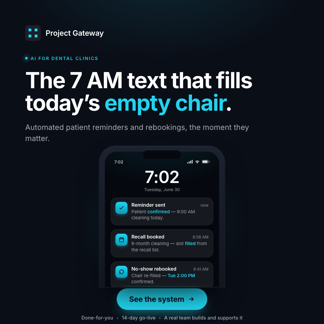 Project Gateway dental clinic ad — Phone Alerts