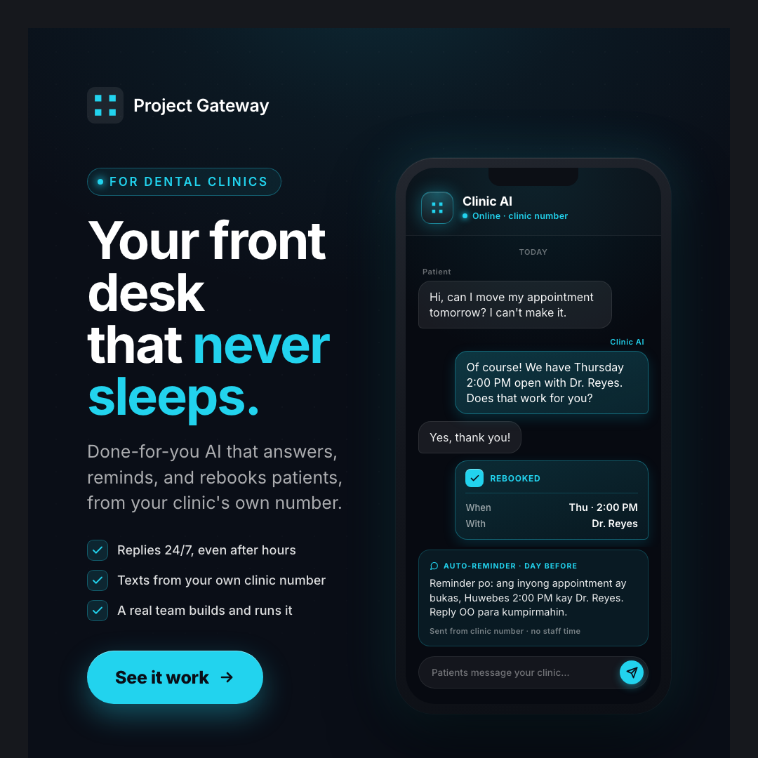Project Gateway dental clinic ad — AI Chat