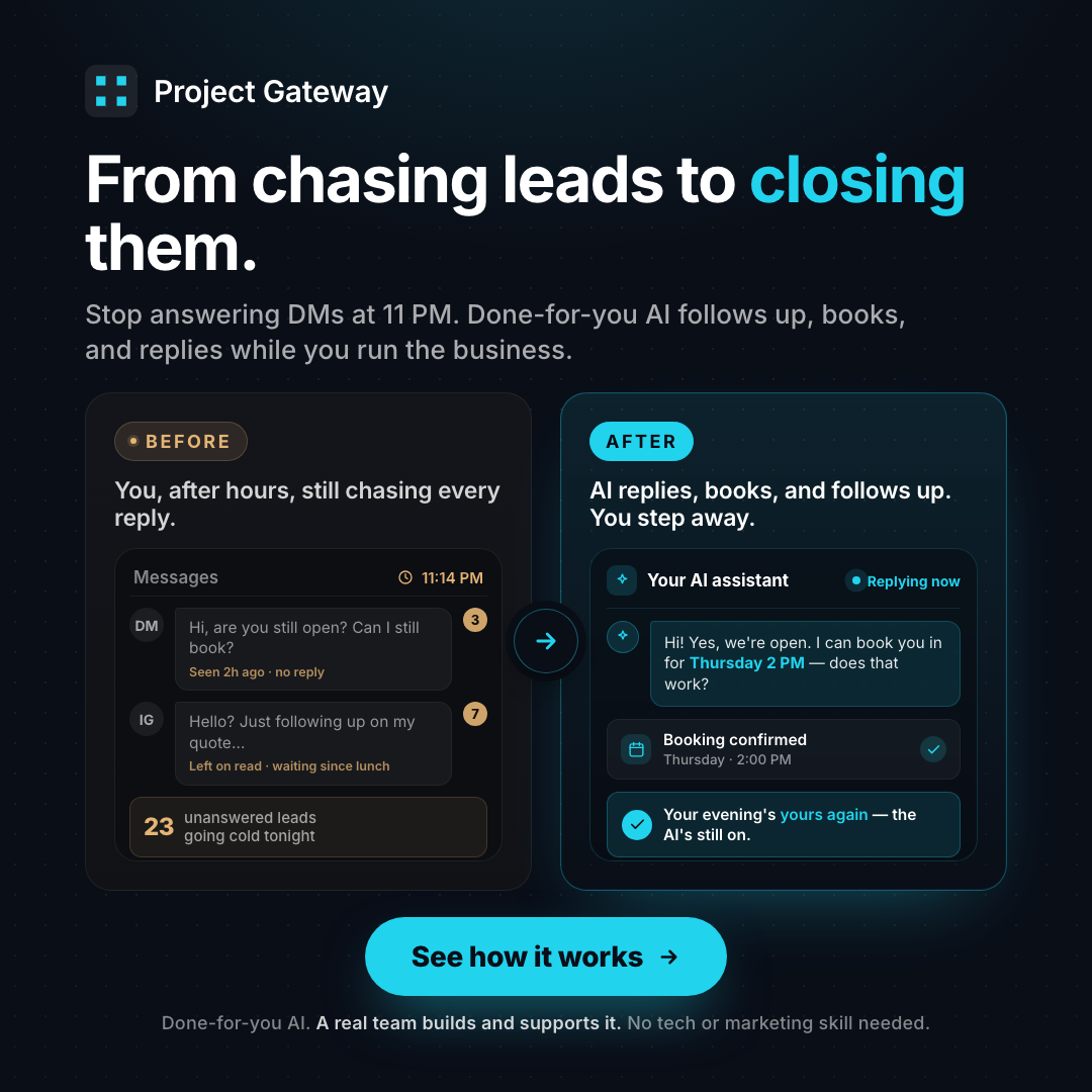 Project Gateway general business ad — Before / After