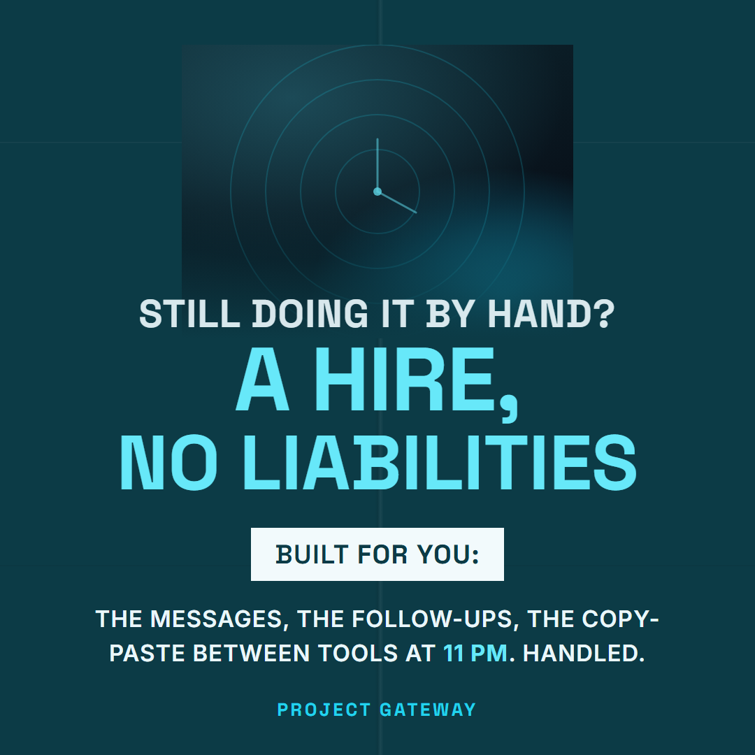 Project Gateway ad, A Hire No Liabilities, Pain Poster