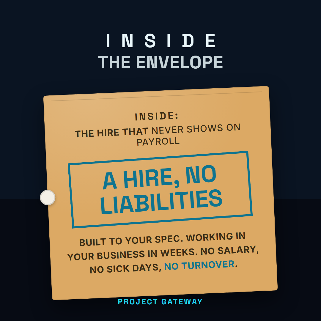 Project Gateway ad, A Hire No Liabilities, Sealed Envelope