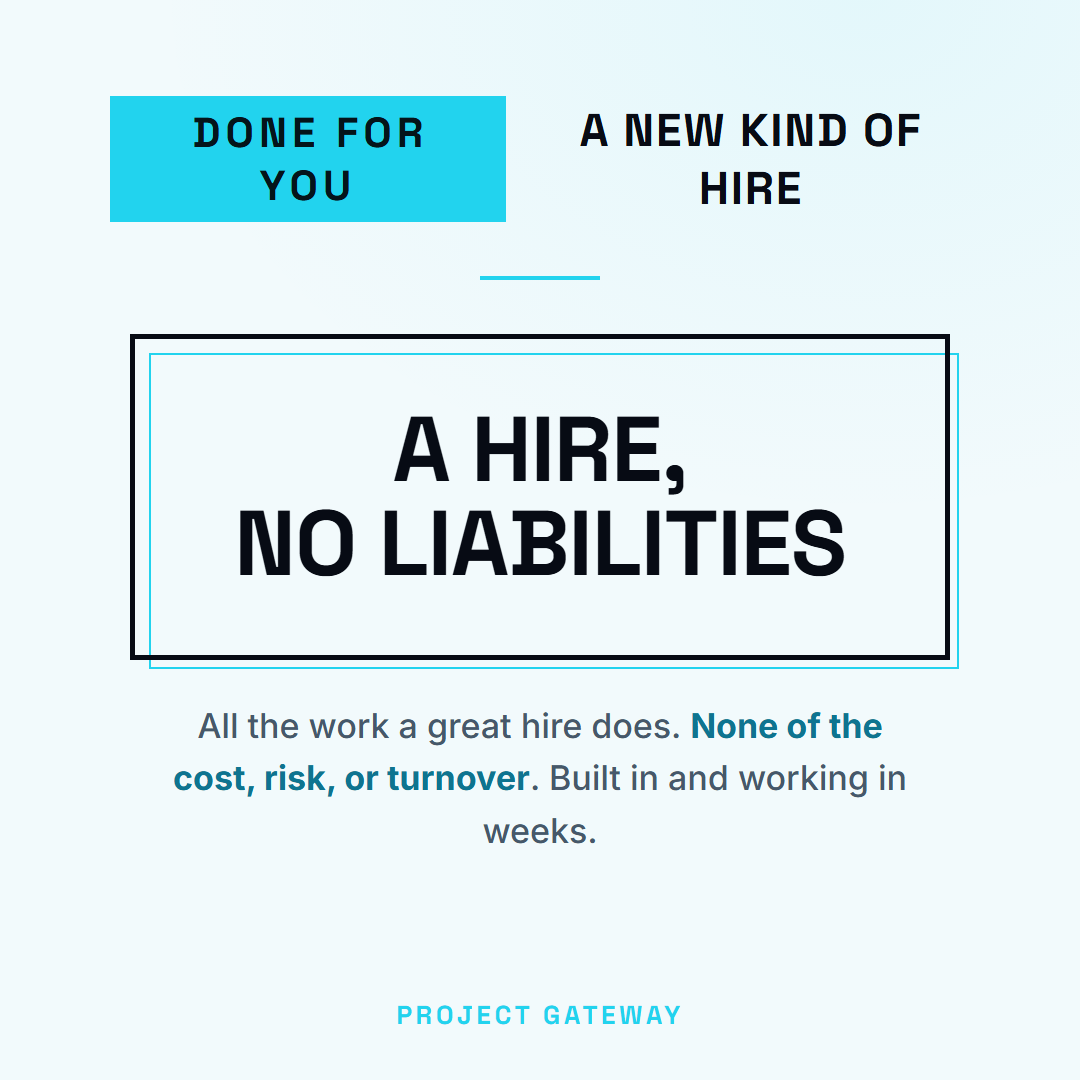 Project Gateway ad, A Hire No Liabilities, Clean Editorial